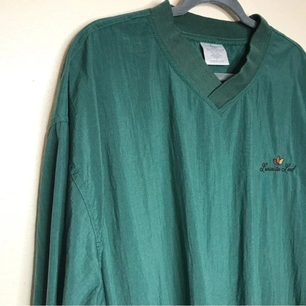 Vintage Munsingwear Lancaster Leaf V Neck Pullover Green Windbreaker Men Large